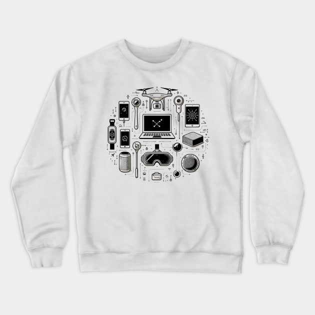 Gadgets The Tools of The Modern Age Crewneck Sweatshirt by Francois Ringuette